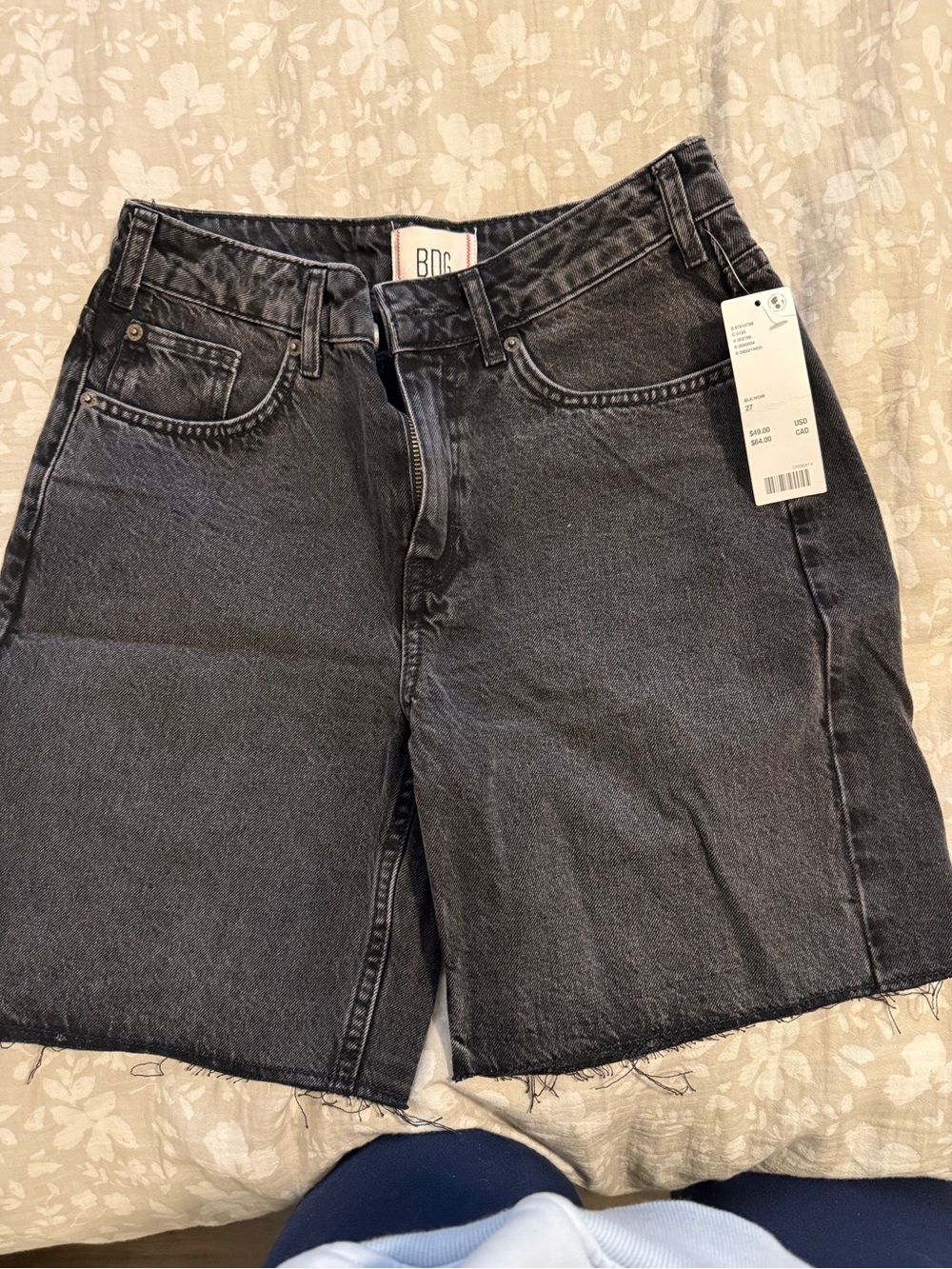 BDG Washed Black High-Rise Denim Shorts